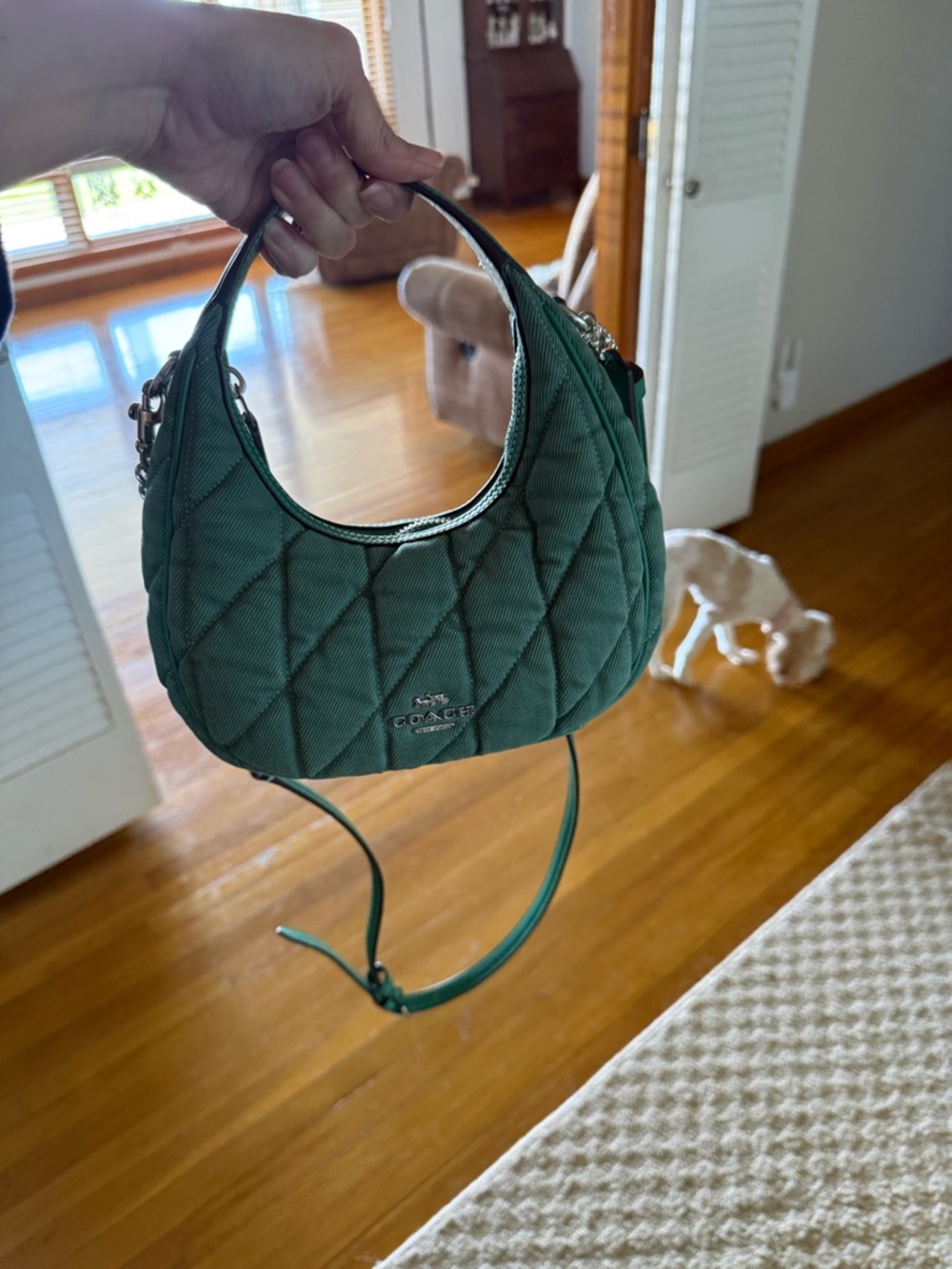 Coach Quilted Emerald Green Mini Hobo Shoulder Bag
